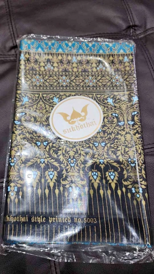 Sukhothai Style Printed Thai Silk Fabric No. 5003