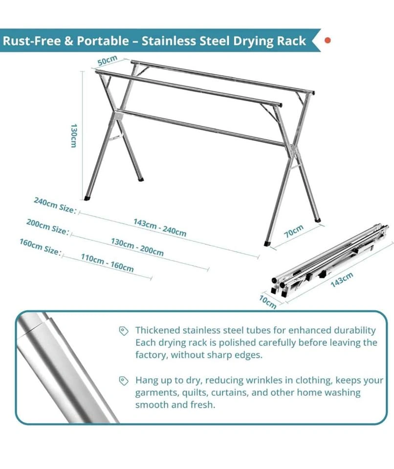 Stainless Steel Folding Clothes Drying Rack (Jauree brand) - photo 2
