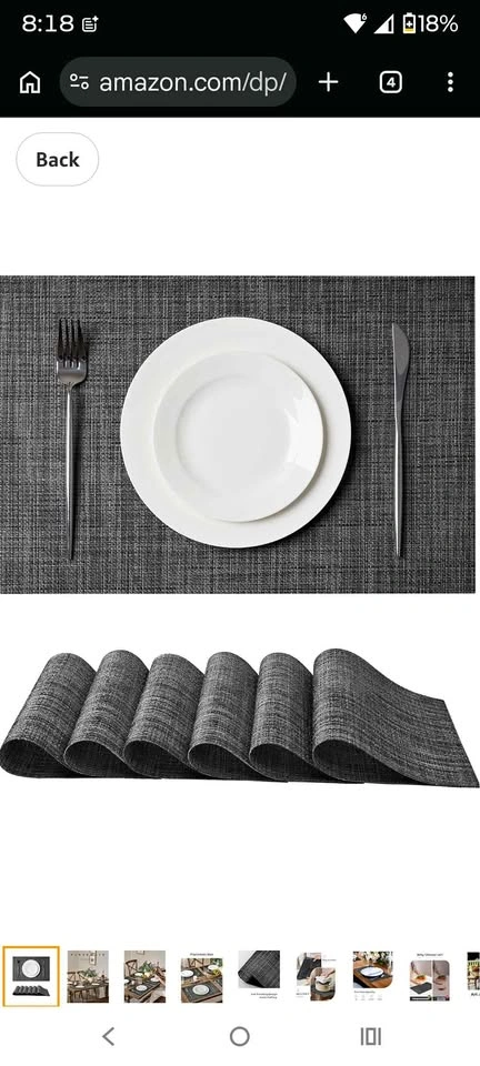 Set of 6 Woven Grey Placemats