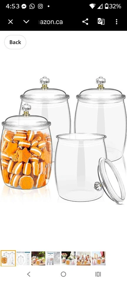 Set of 4 Clear Canister Jars with Lids