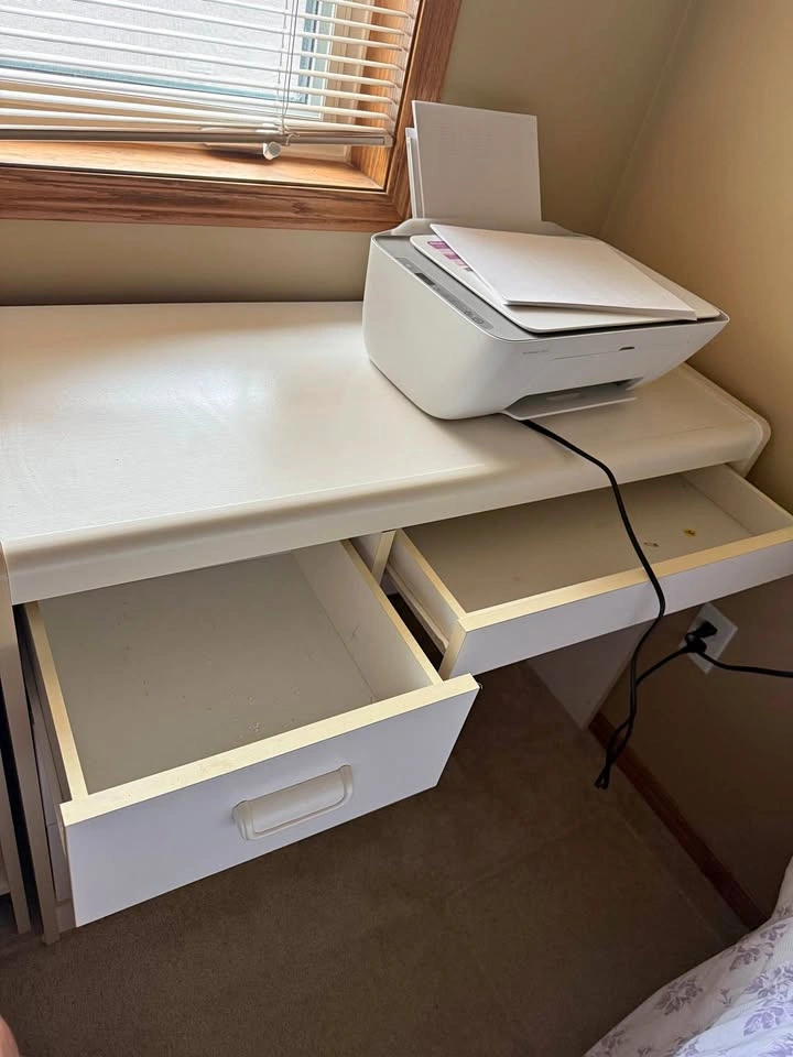 White Laminate Desk with Drawers
