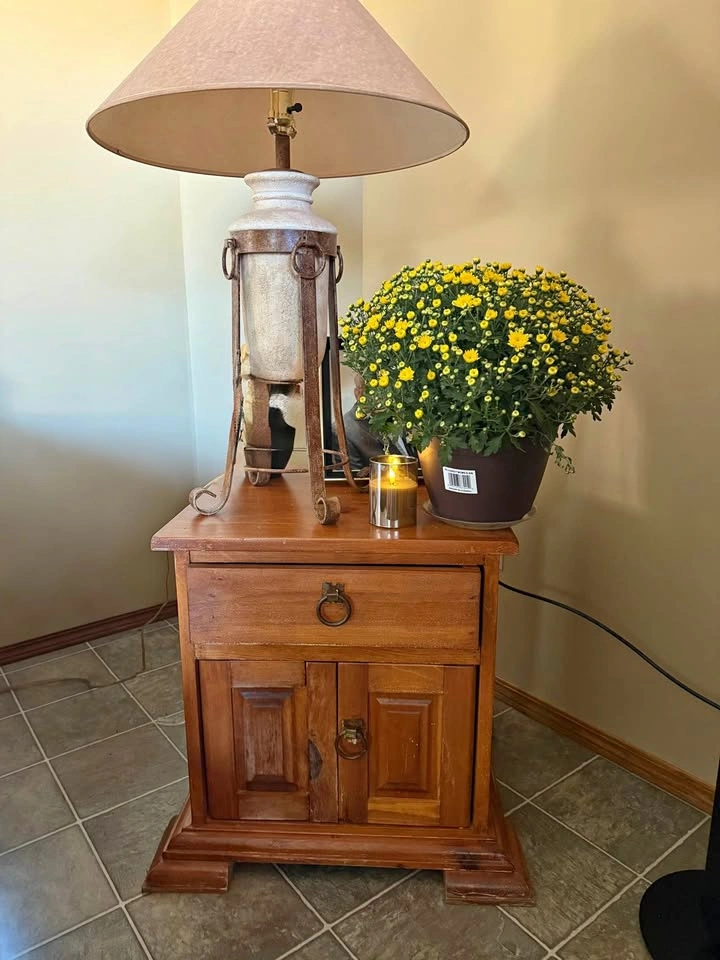 Rustic Wooden Nightstand/coffee table with Drawer and Cabinet