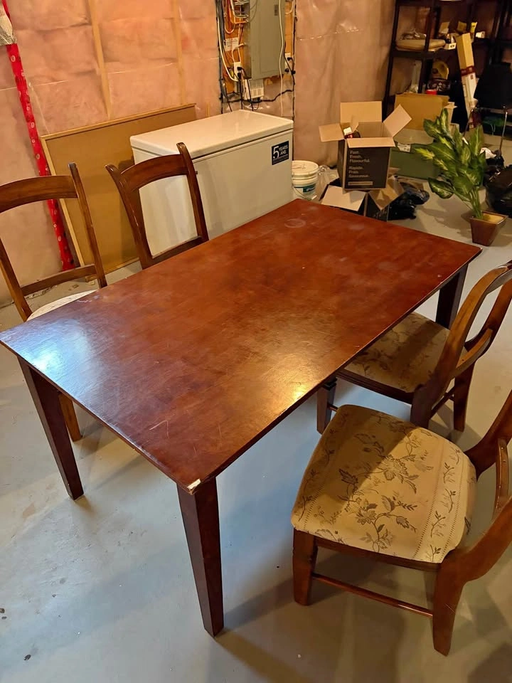 Wooden Dining Table + 4 Chairs