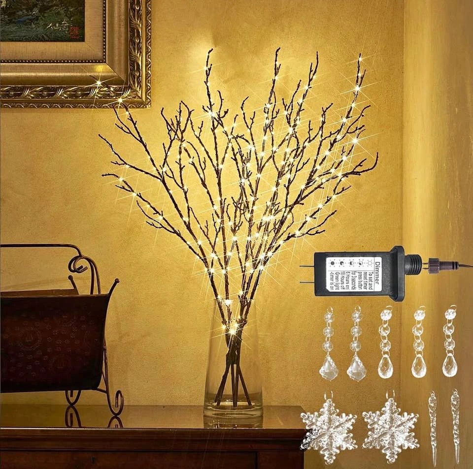 Hairui Lighted Twig Branches – 200 LED – Dimmer & Timer