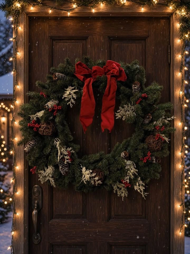 Christmas Decor Bundle – 2 White Wooden Reindeer + Large Wreath - photo 2