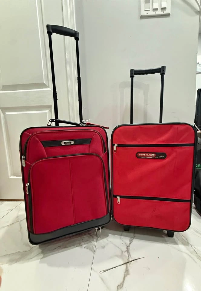 Set of 2 Red Carry-On Luggage / Rolling Suitcases