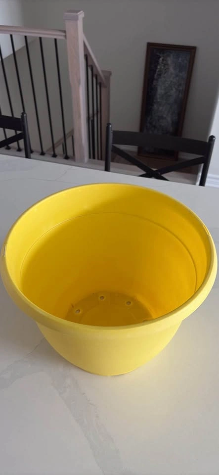 12” Yellow Plastic Planter - photo 2