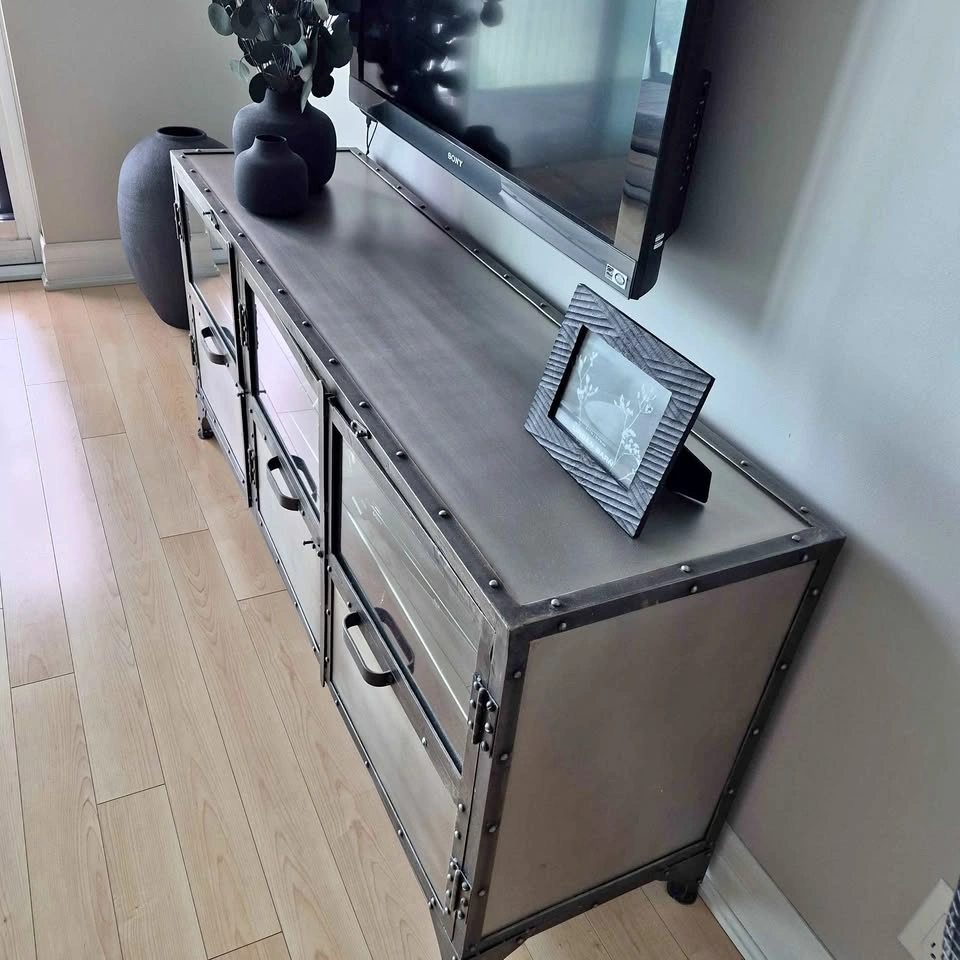 Industrial Metal Media Console