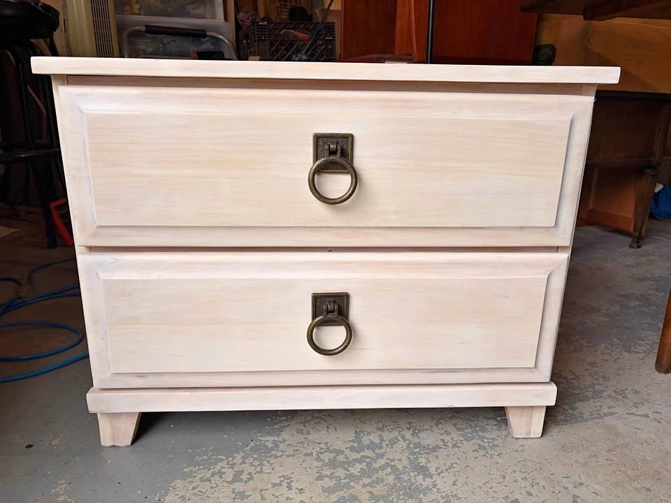 Solid Maple Vintage Nightstand – Whitewashed Organic Modern