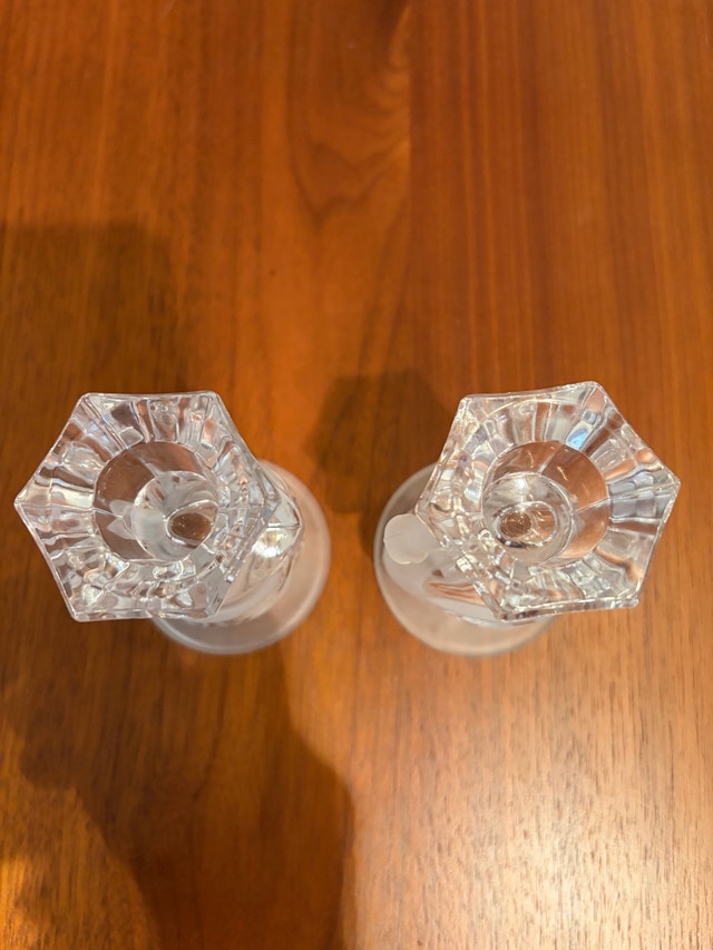 vintage PartyLite 24% Lead Crystal Swan Taper Candle Holders - photo 4