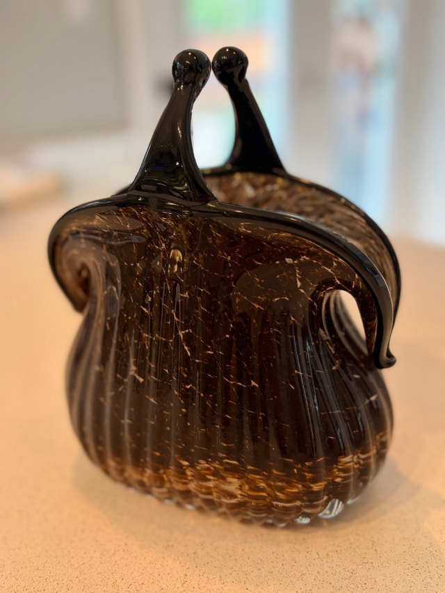 Murano-style hand-blown art glass purse vase