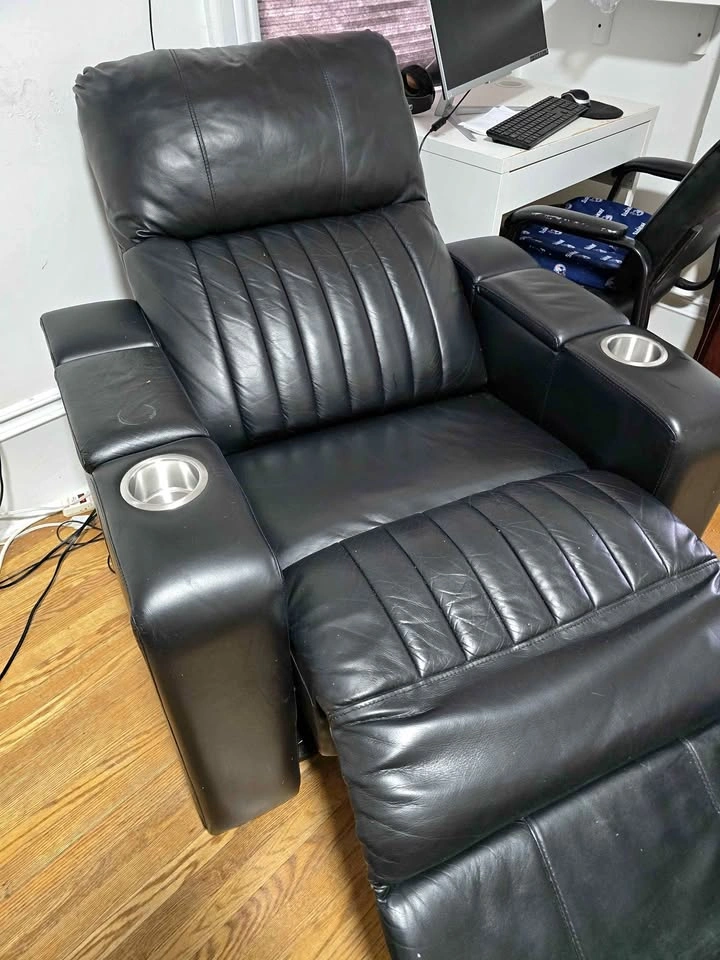 Black leather recliner