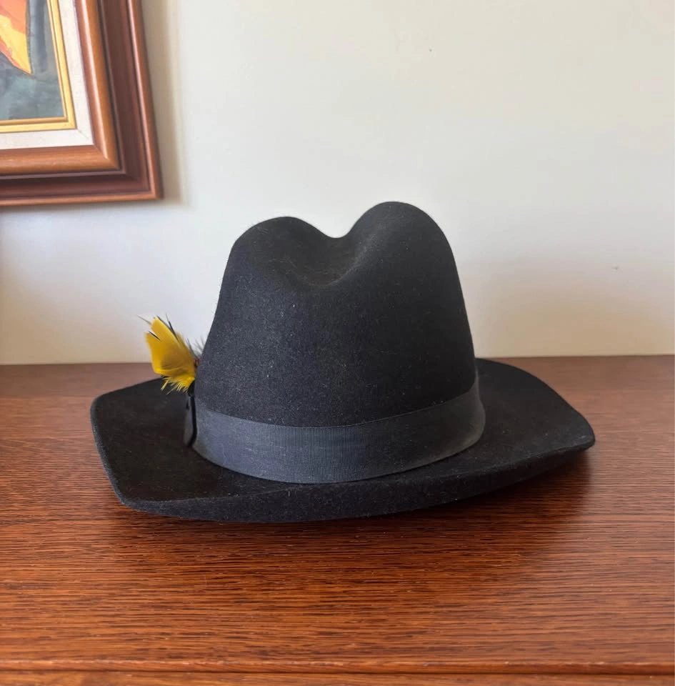 Robert Hall Vintage Mid-Century Black Genuine Fur Felt Fedora Ha - photo 2