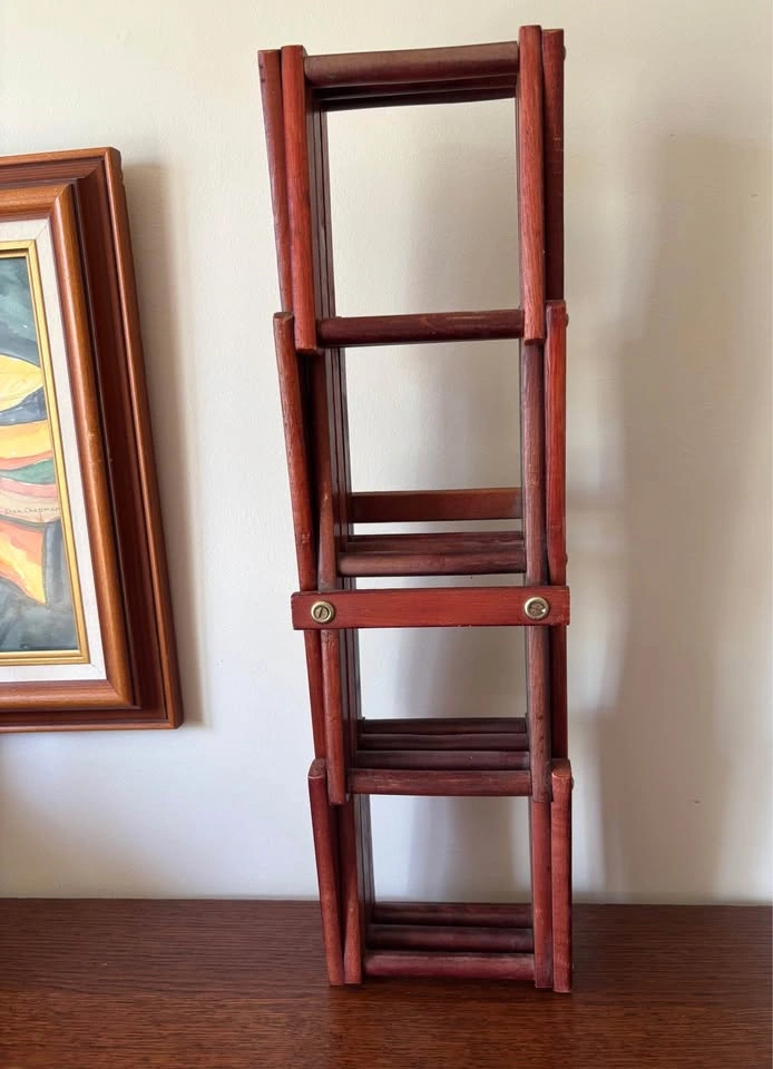 Vintage Mid-Century Modern Accordion Folding Wooden Wine Rack - photo 4