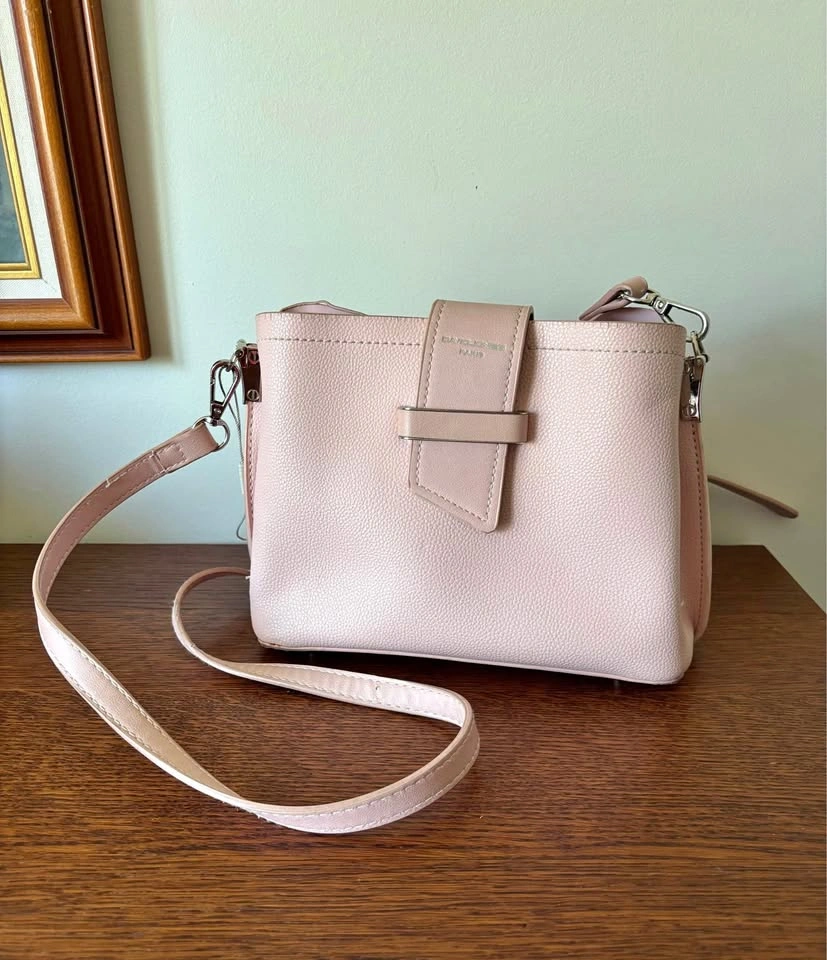 David Jones Paris Triple Compartment Faux Leather Crossbody