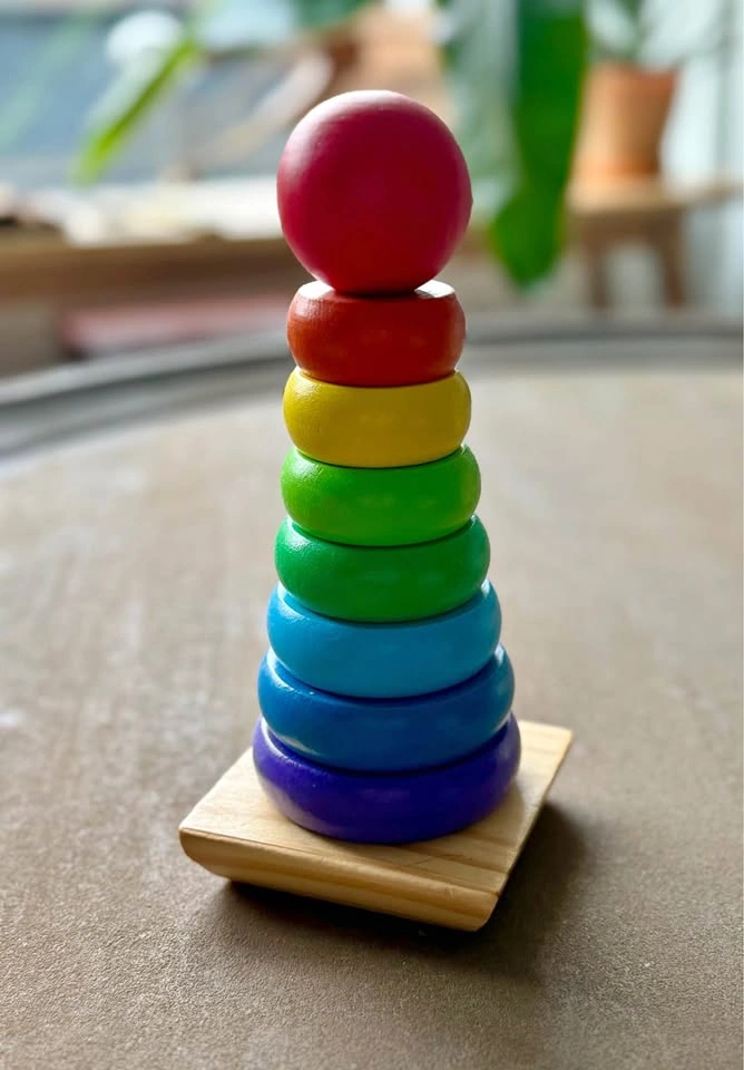 Melissa & Doug Wooden Rainbow Stacking Toy