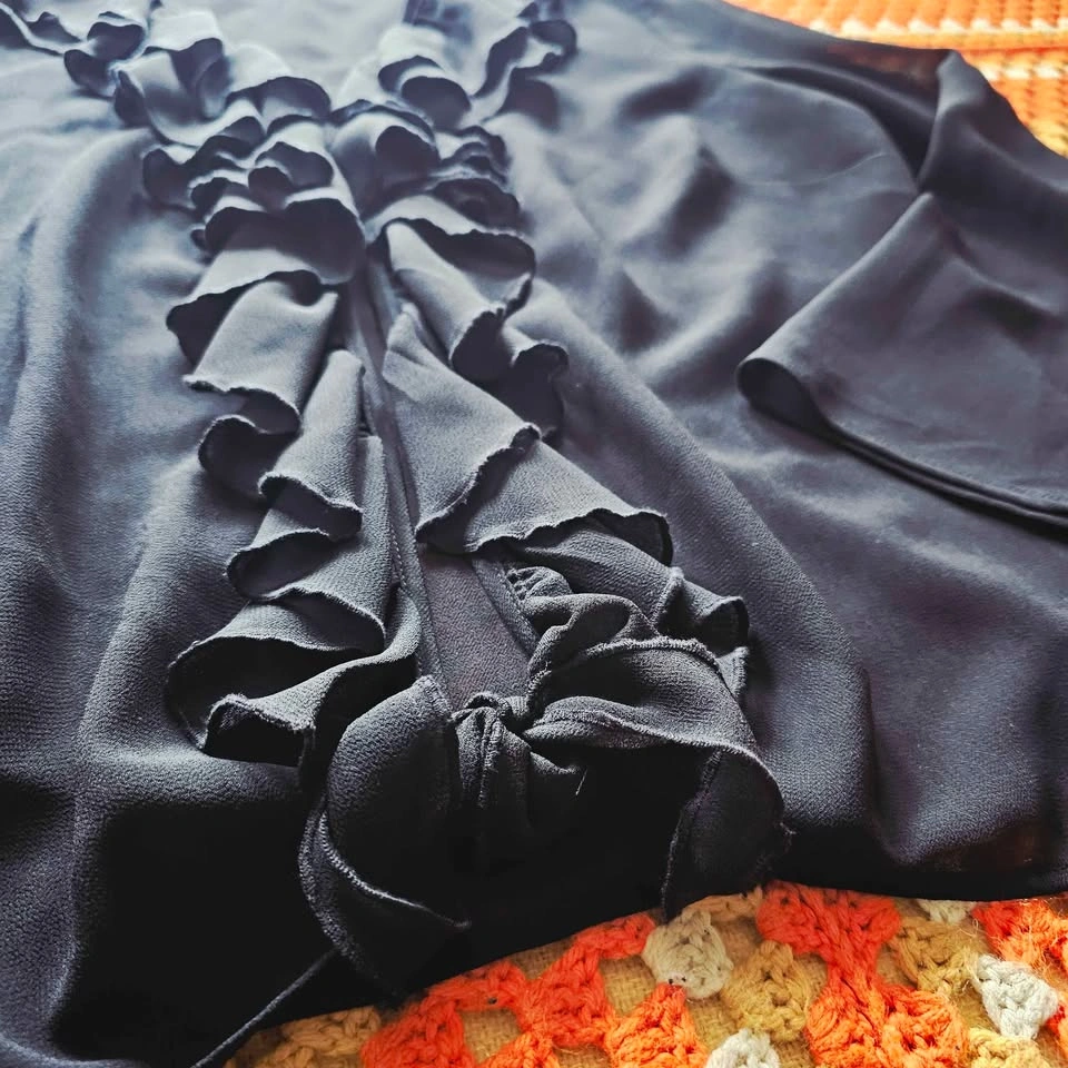 80s/90s XL Poet Blouse Romantic Goth Ruffle Vintage - photo 3
