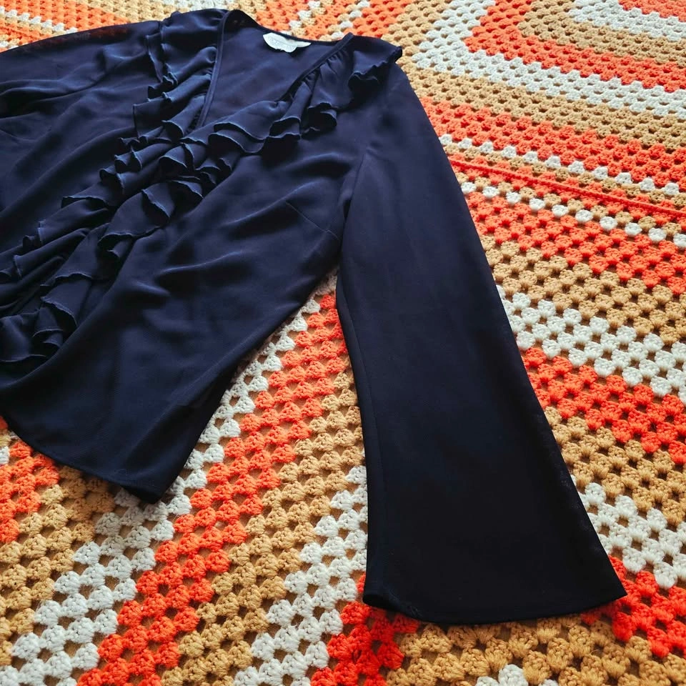 80s/90s XL Poet Blouse Romantic Goth Ruffle Vintage - photo 5