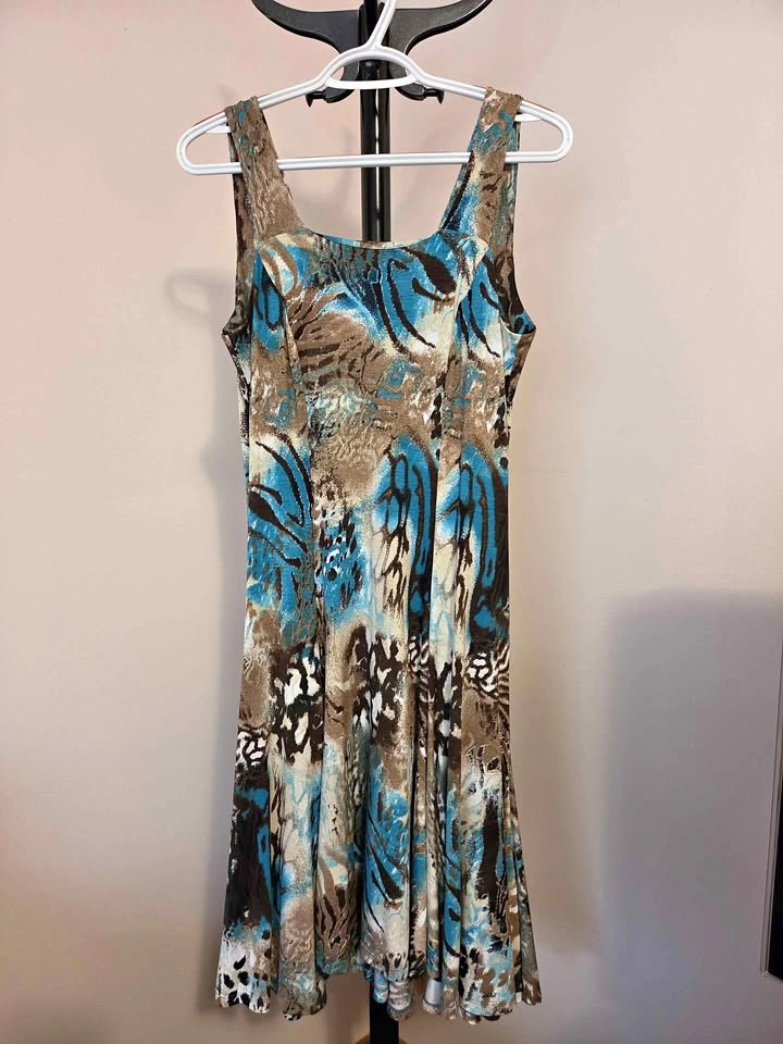 Knee-Length Summer Dresses - Teal, Cyan, & Red