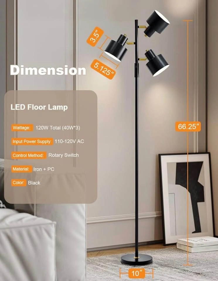 New Oyears Adjustable 3 light Floor Lamp Corner - photo 3