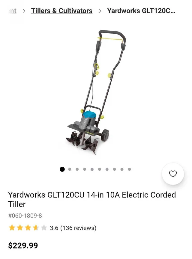 Tiller, Soil Mixer, New sells $229, 10Amp, Corded image indicator(2)