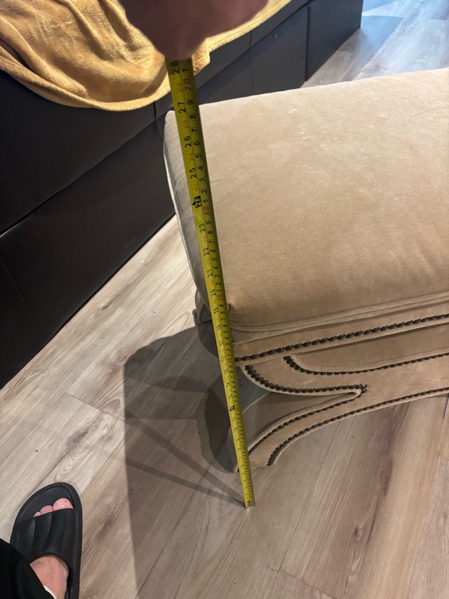 Beige Upholstered Ottoman / Bench with Nailhead Trim - photo 5