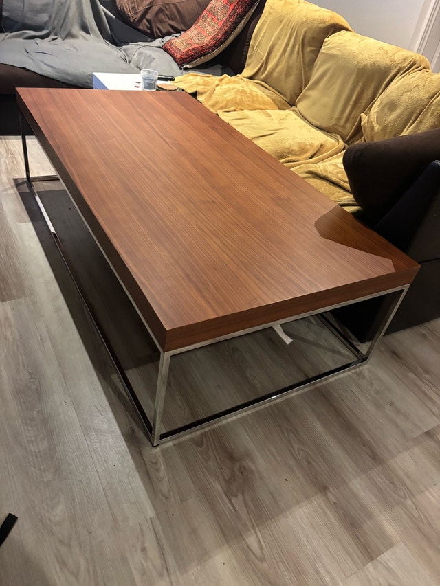 Walnut & Chrome Modern Coffee Table – 57” - photo 2