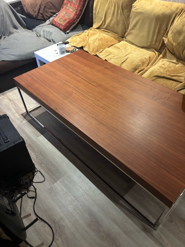 Walnut & Chrome Modern Coffee Table – 57” - photo 3