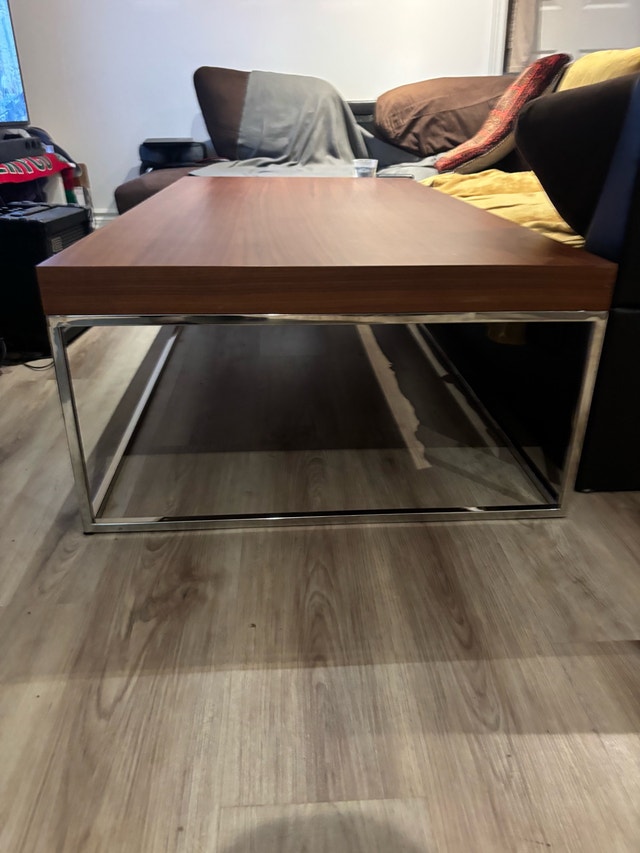 Walnut & Chrome Modern Coffee Table – 57” - photo 4