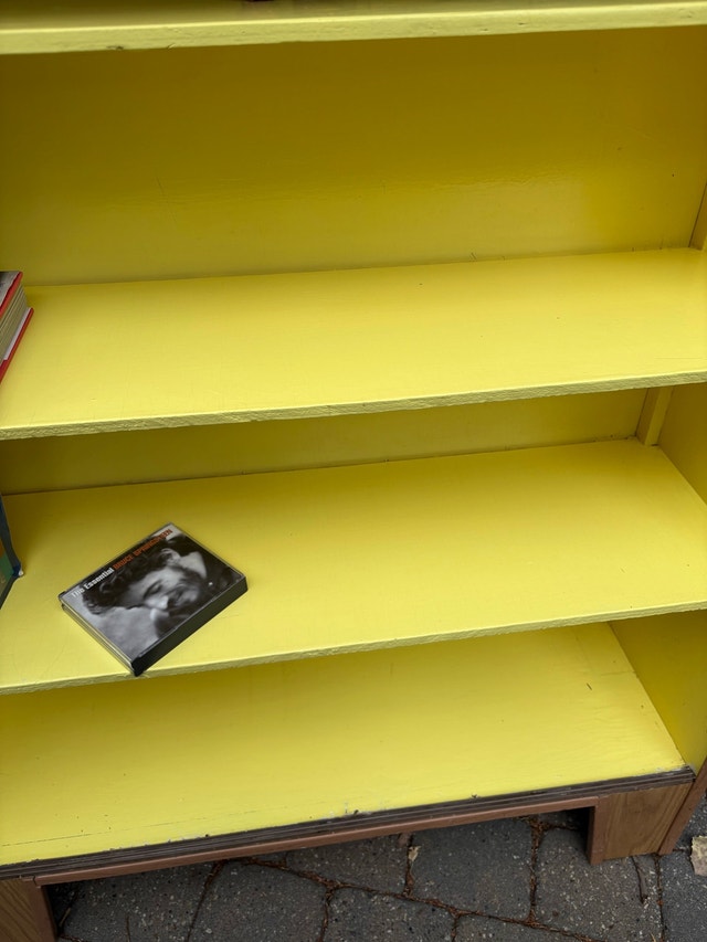 Vintage mid century yellow bookcase / shelving - photo 2