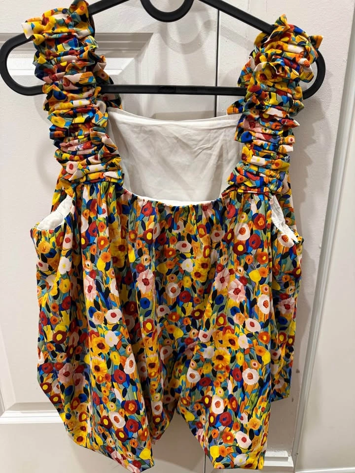 Colorful Floral Top with Ruched Straps – Summer Top - photo 2