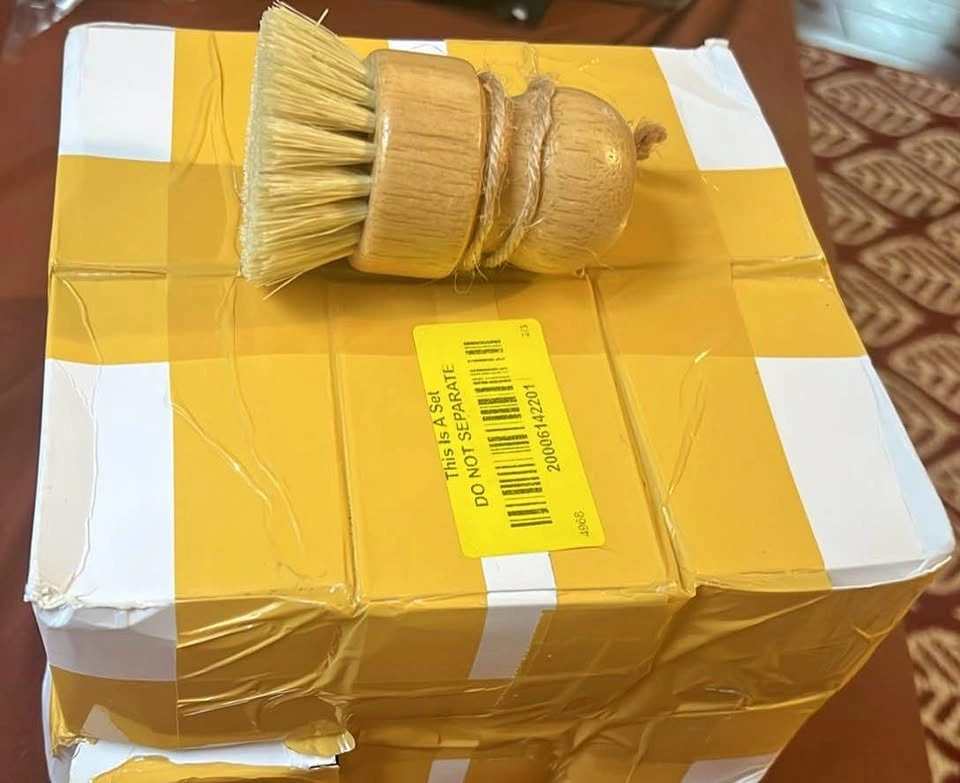 Wooden Dish Scrub Brush Set 12 pieces