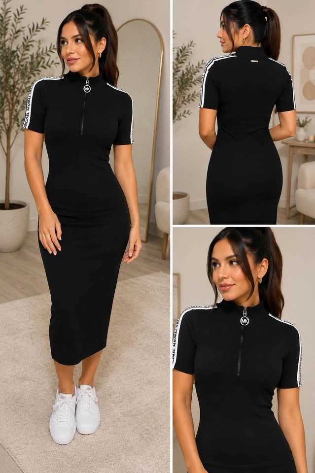 🖤 BRAND NEW MICHAEL KORS DRESS – Fitted Midi, MK Logo Detail - photo 5