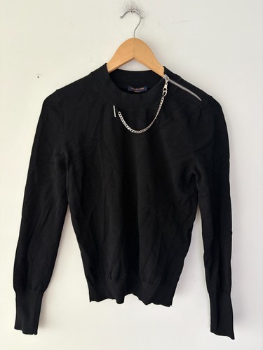 Louis Vuitton Uniforms Silver Tone Chain Link Zipper Sweater