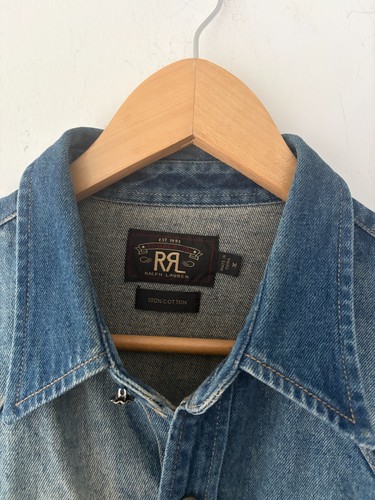 RRL Double RL Ralph Lauren Western Pearl Snap Denim Mens Washed - photo 3
