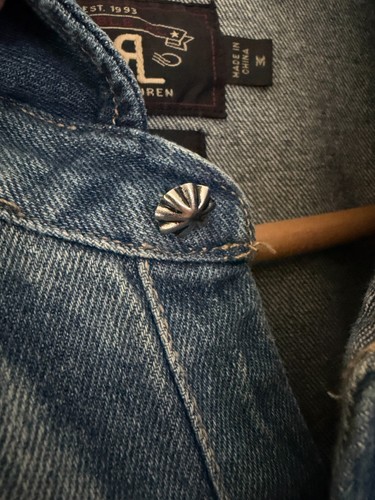 RRL Double RL Ralph Lauren Western Pearl Snap Denim Mens Washed - photo 4