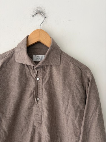 Pini Parma Mens Popover Flannel Feel Taupe Shirt Size 15 3/4 - photo 2