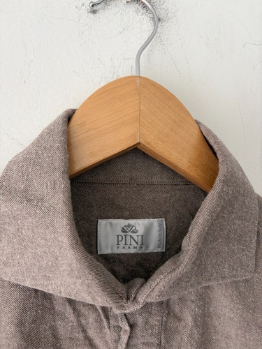 Pini Parma Mens Popover Flannel Feel Taupe Shirt Size 15 3/4 - photo 3