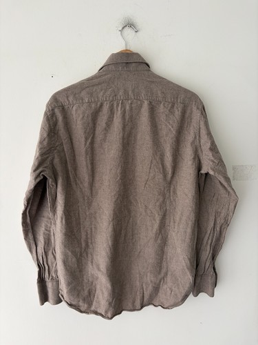 Pini Parma Mens Popover Flannel Feel Taupe Shirt Size 15 3/4 - photo 5