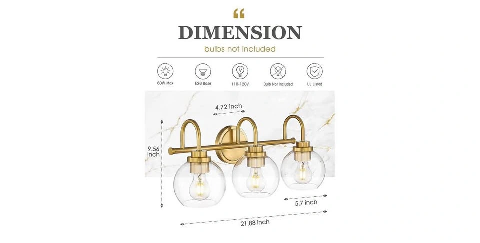 Audickic 3-Light Brushed Gold Vanity Light / Bathroom Fixture - photo 2