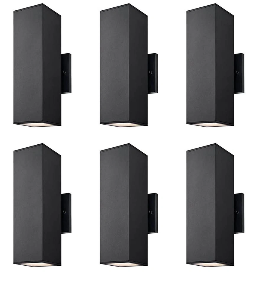 Set of 6 Modern Black Outdoor Wall Sconces