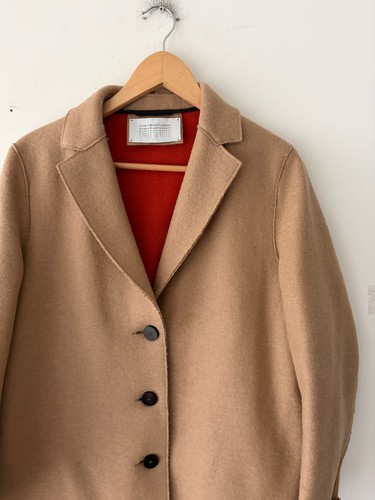 Harris Wharf London Brown Boiled Wool Overcoat Size 42 - photo 2