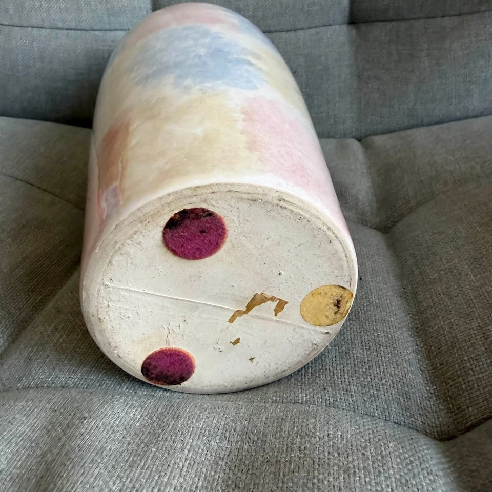 Vintage 1980s/90s Pastel Ceramic Vase – Postmodern Deco (12.5") - photo 3