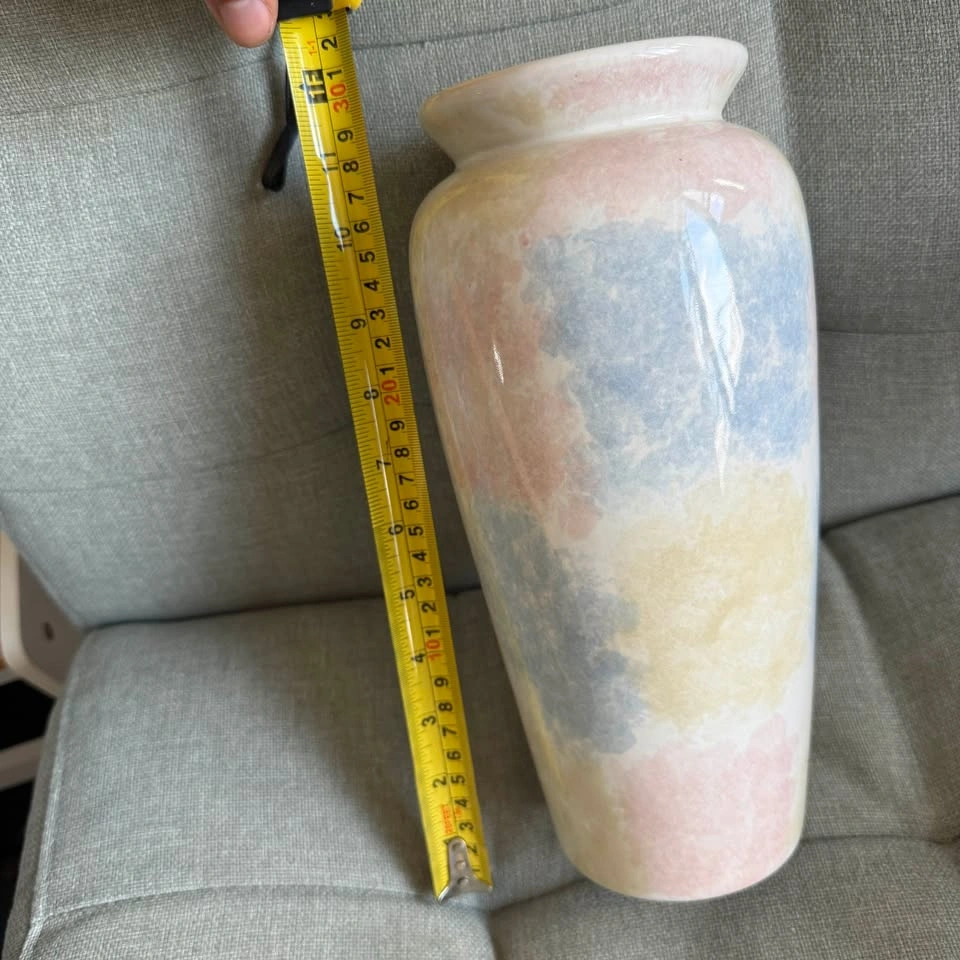 Vintage 1980s/90s Pastel Ceramic Vase – Postmodern Deco (12.5") - photo 4