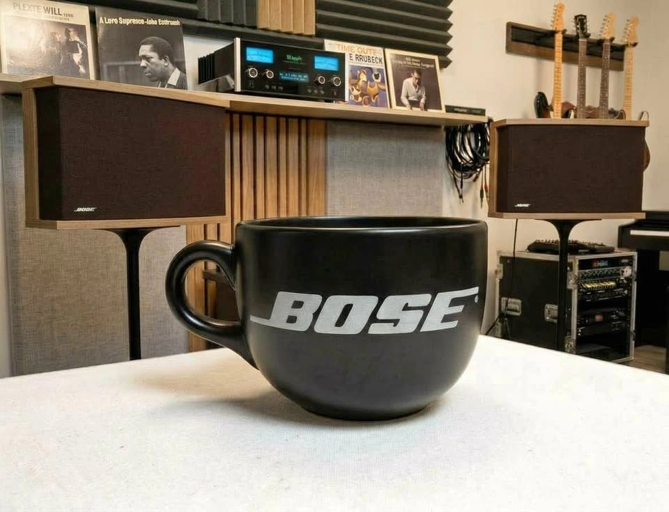 BOSE Logo Black Oversized Coffee Mug Cup Set (2)