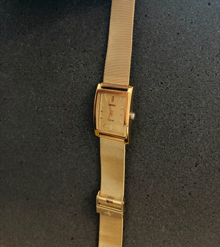 Seiko Solar Men's Gold-Tone Tank Dress Watch V115-0AC0 - photo 3