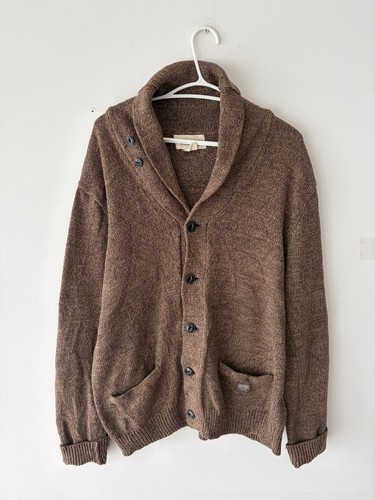 Denim & Supply Ralph Lauren Mens Brown Shawl Collar Cardigan Siz
