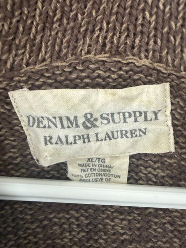 Denim & Supply Ralph Lauren Mens Brown Shawl Collar Cardigan Siz - photo 2