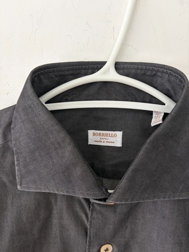 Borriello Napoli Mens 100% Cotton Button Up Dress Shirt Size 15. - photo 3