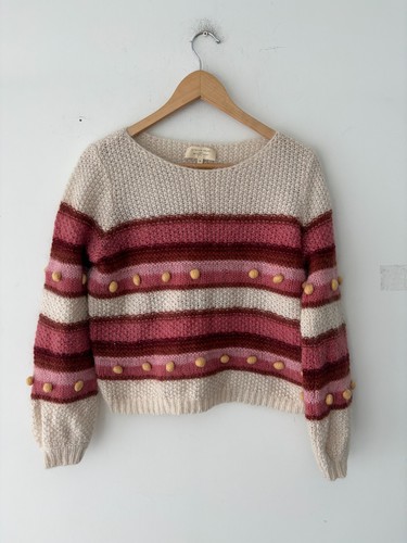 Sezane Penelope Mohair Wool Striped Bauble Sweater Size M